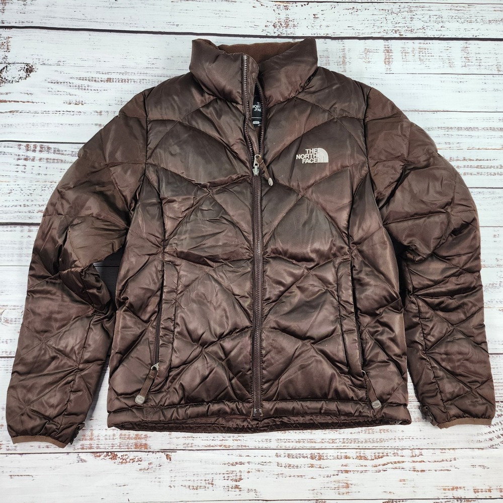 The North Face Aconcagua 550 Down Puffer Jacket Womens Size S Brown Quilted